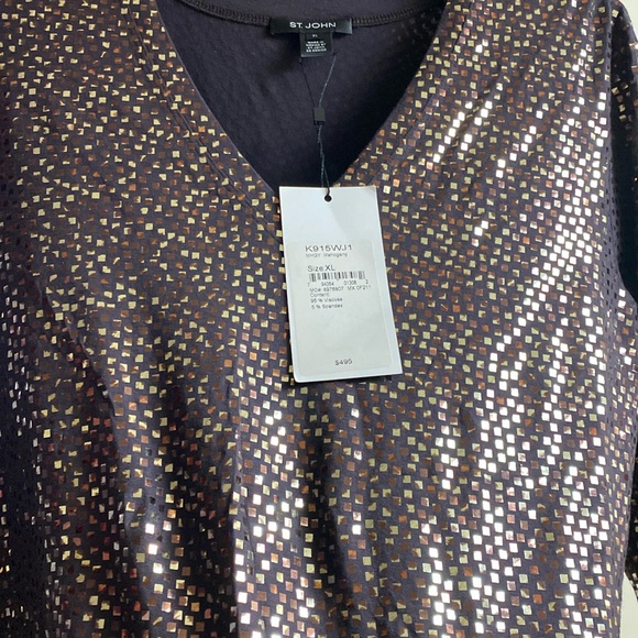 St.John Stunning Mahogany Gold Sparkling Top New With Tags